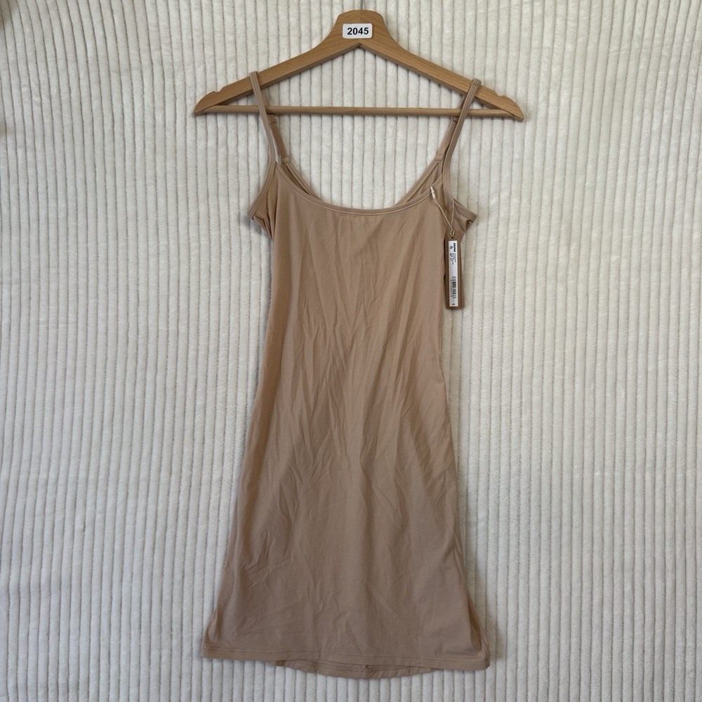Skims Fits Everybody Slip Mini Dress Size XS In Clay NWT $68